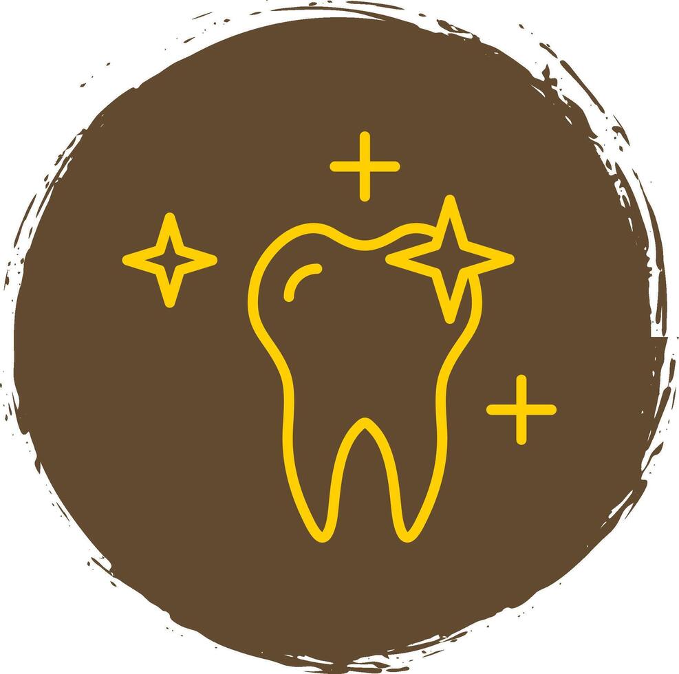 Clean Tooth Line Circle Sticker Icon vector
