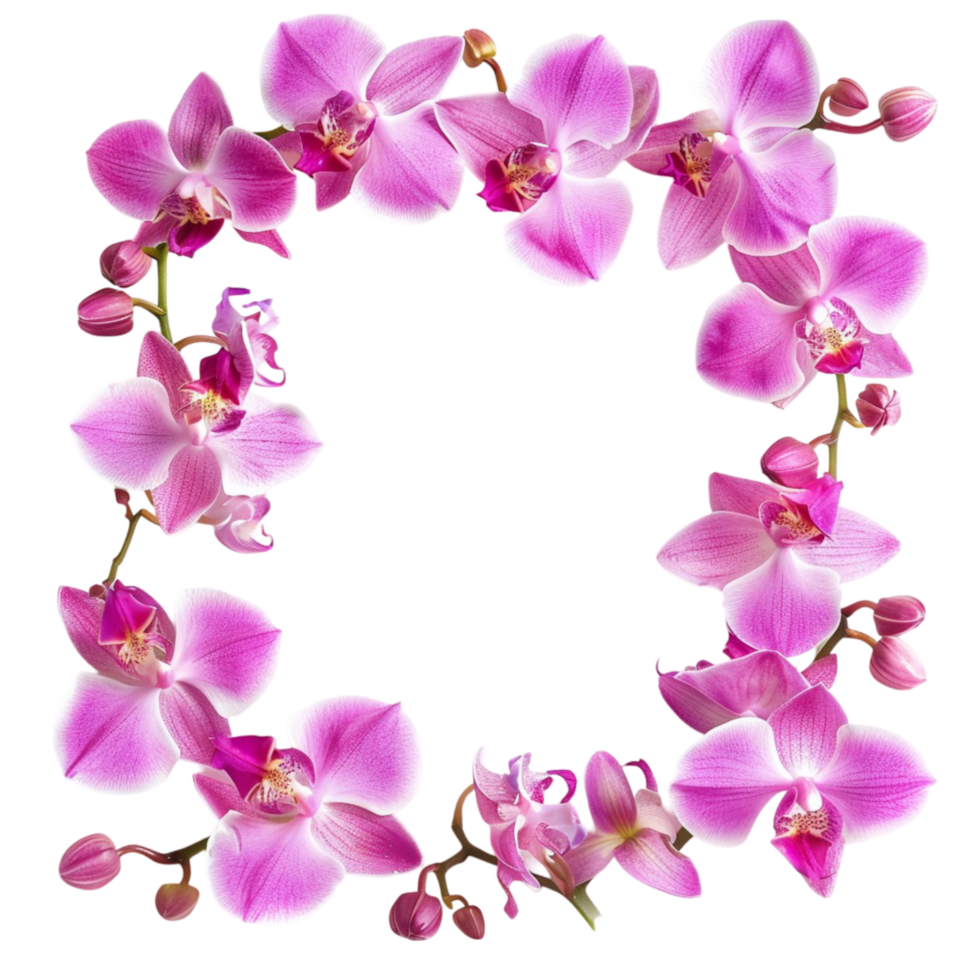 lusso rosa orchidea fiori telaio ai-generativo png