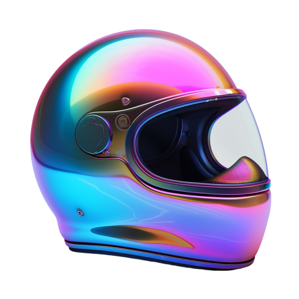 een motorfiets helm met neon lichten ai-generatief png