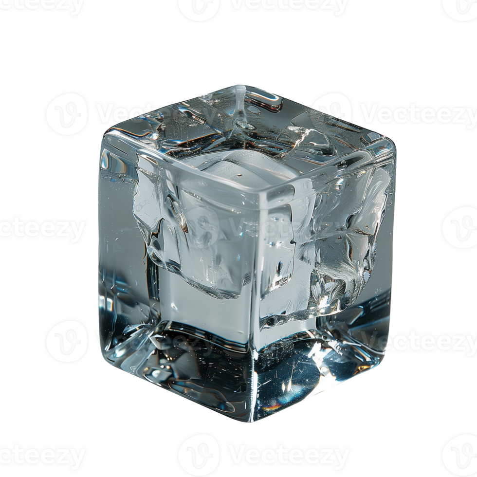 Single ice cube with transparent background png