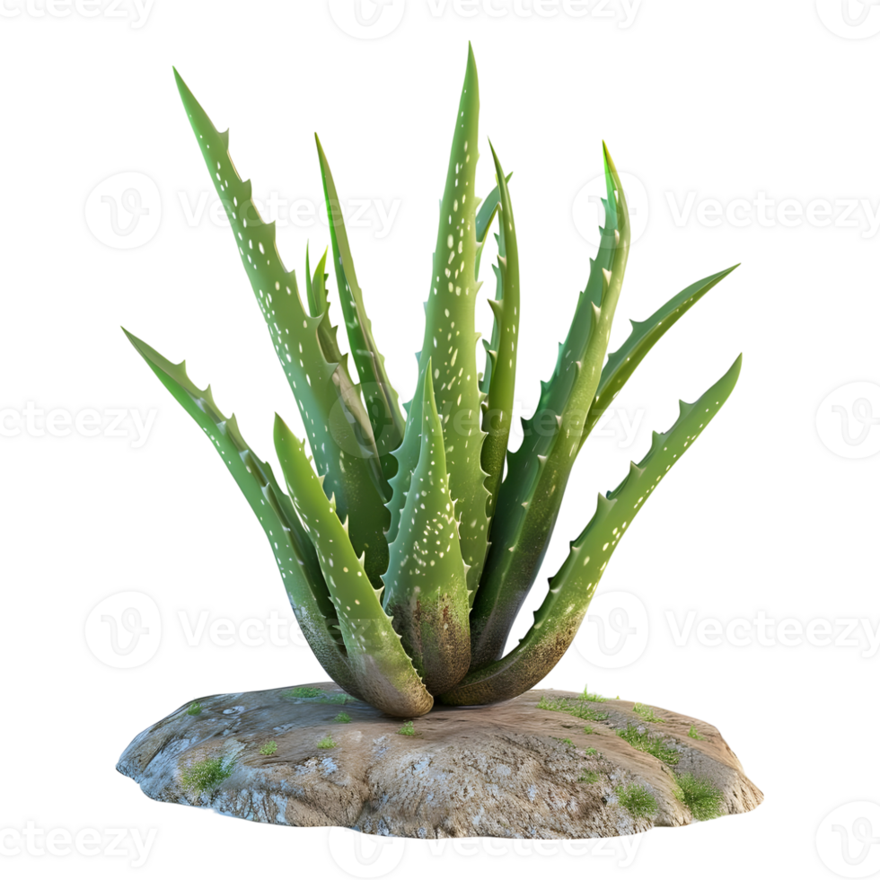 3D Rendering of a Aloe Vera Plant on Transparent Background png