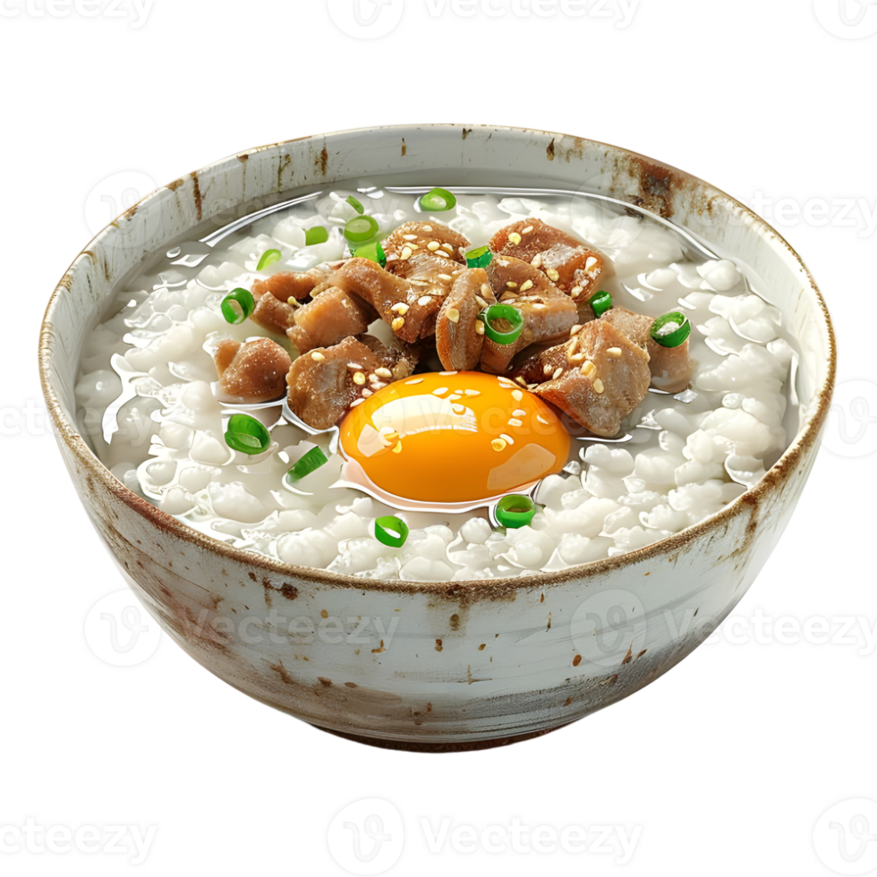 3D Rendering of a Egg with Boiled Rice in a Bowl on Transparent Background png