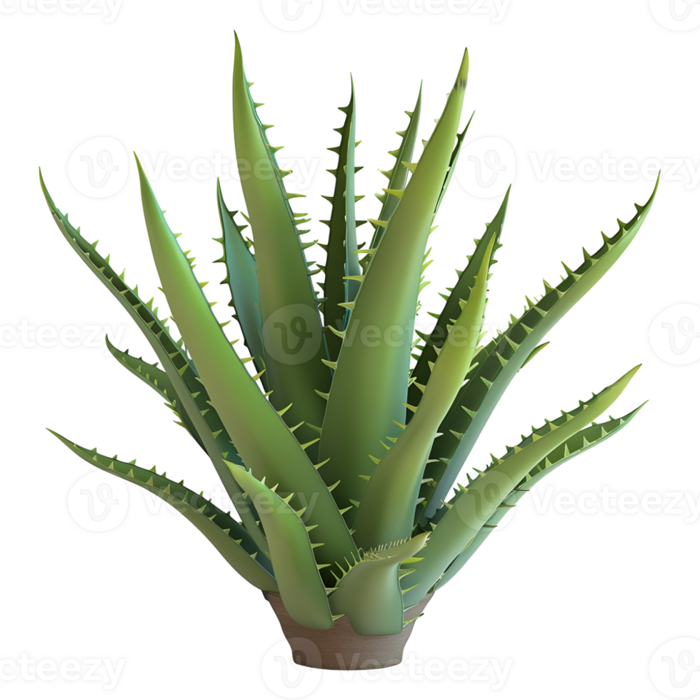 3D Rendering of a Aloe Vera Plant on Transparent Background png