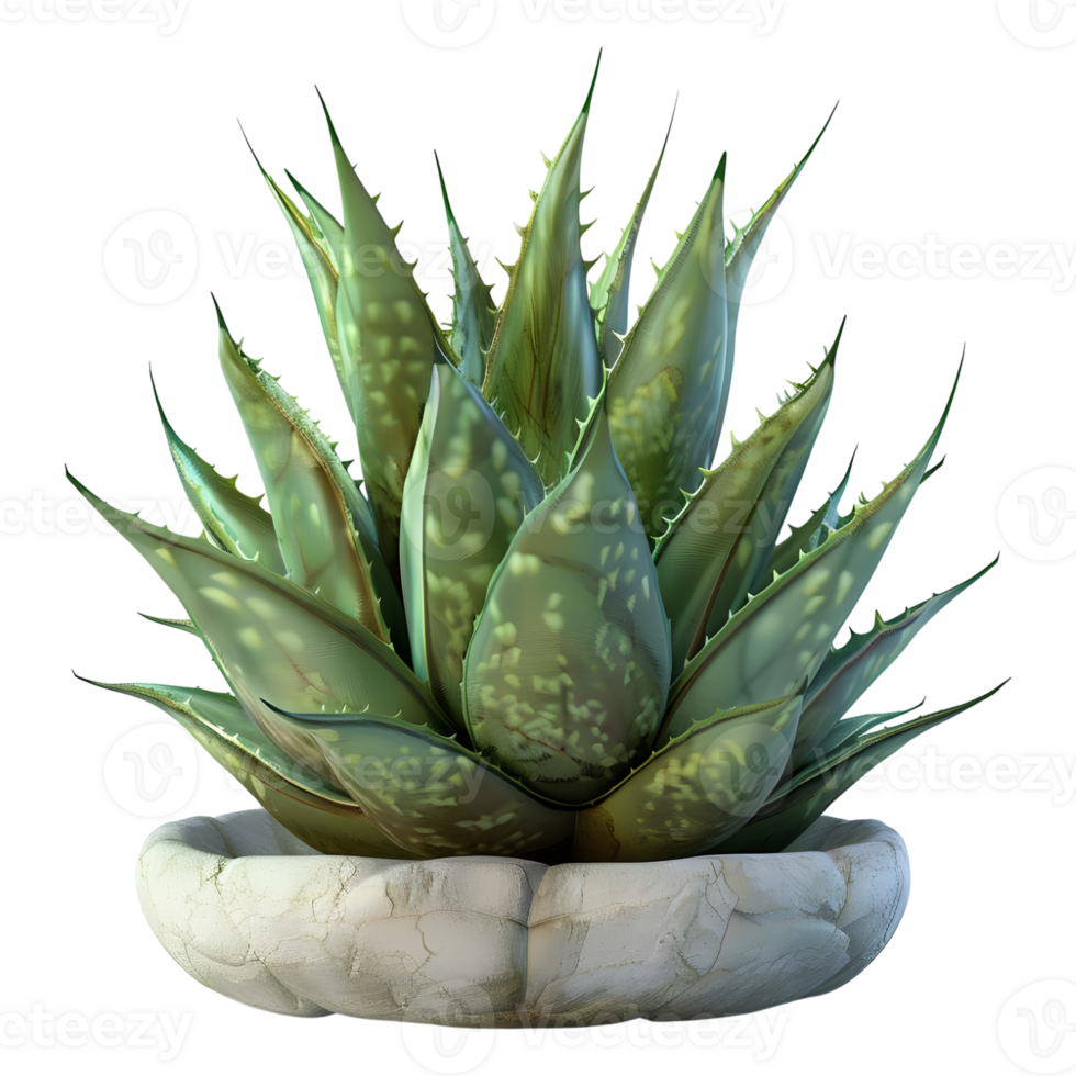 3D Rendering of a Aloe Vera Plant on Transparent Background png