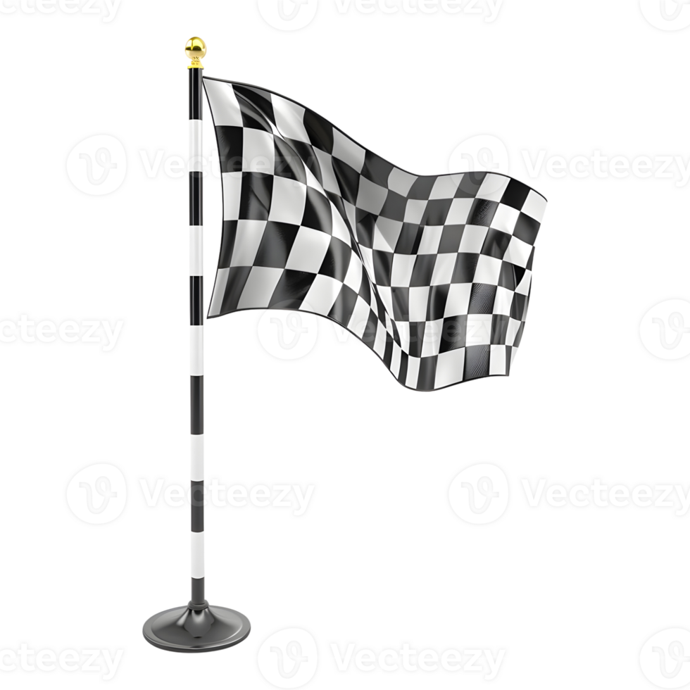 3D Rendering of a Race Winning Flag on Transparent Background png