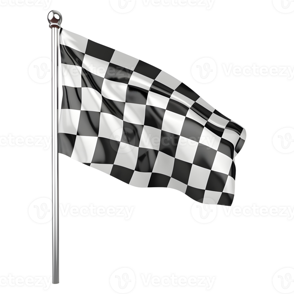 3D Rendering of a Race Winning Flag on Transparent Background png