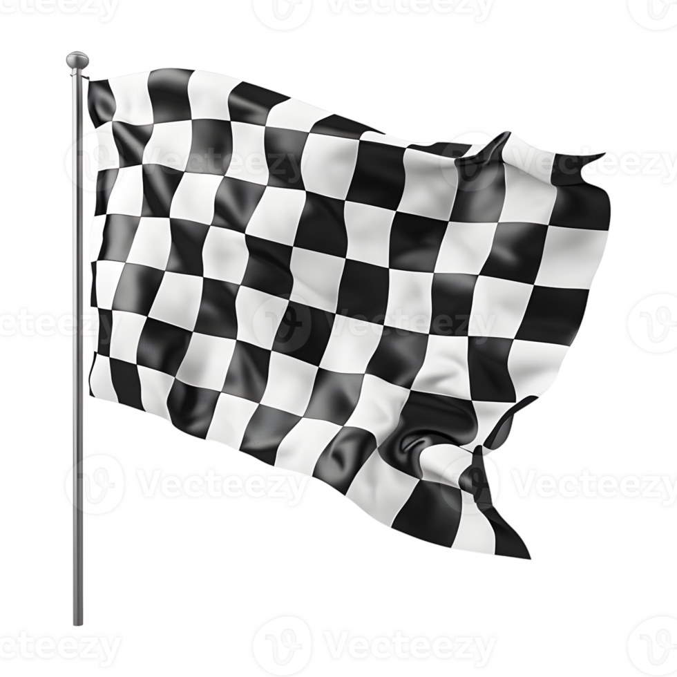 3D Rendering of a Race Winning Flag on Transparent Background png