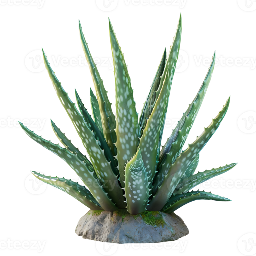 3D Rendering of a Aloe Vera Plant on Transparent Background png