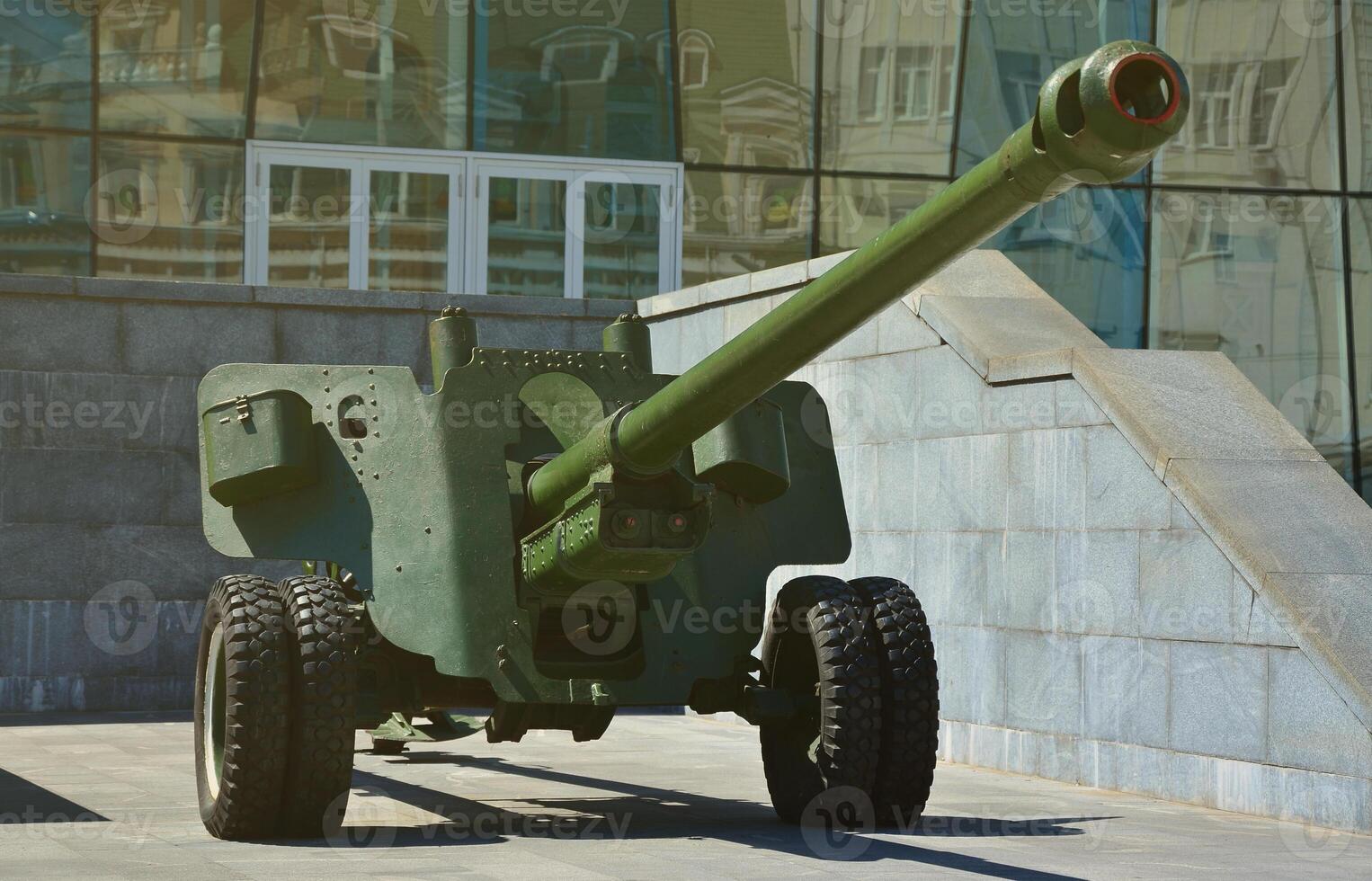 Photo of a portable weapon of the Soviet Union of the Second World War, painted in dark green color