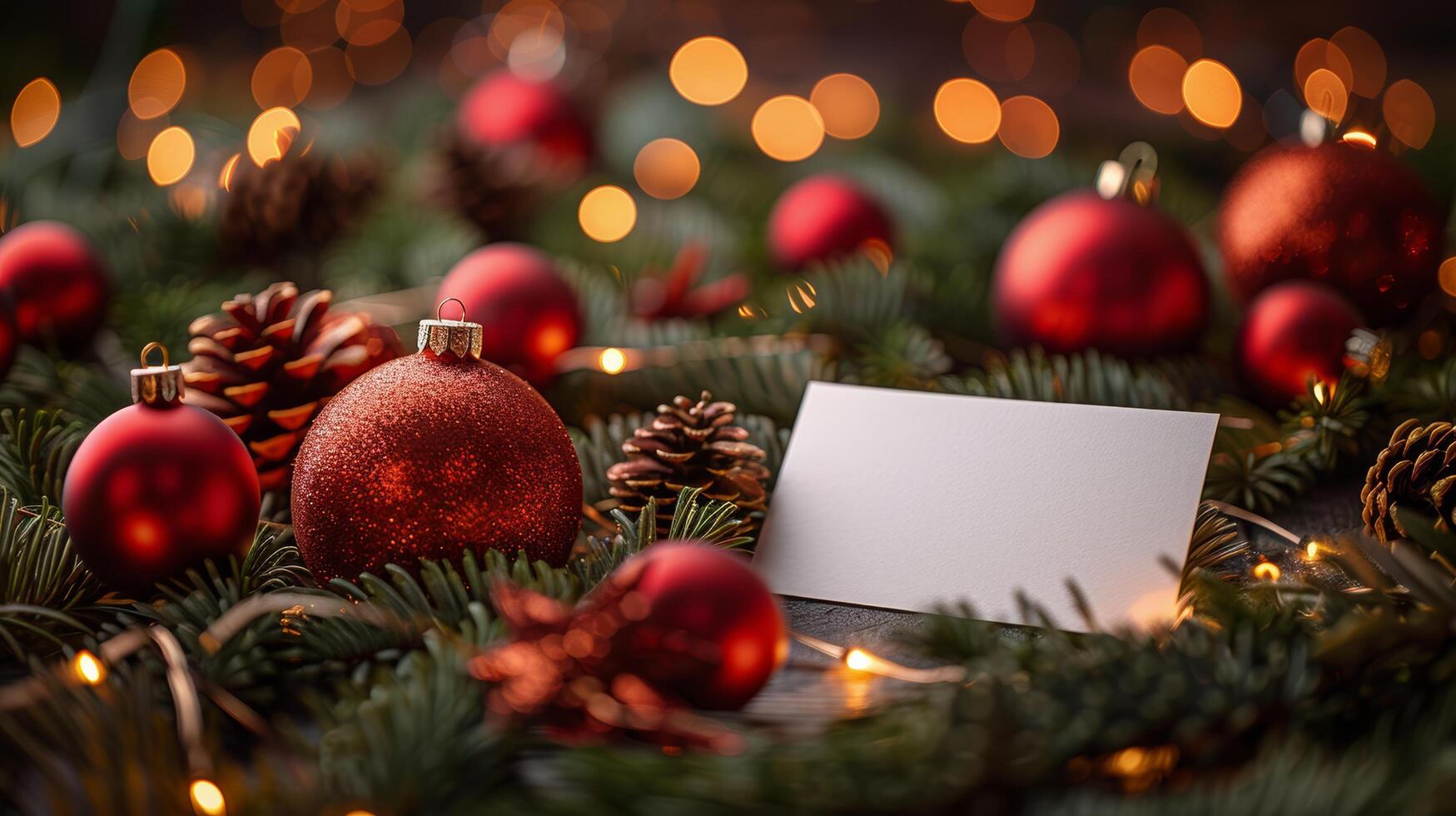 Picture Frame Surrounded by Christmas Decorations photo