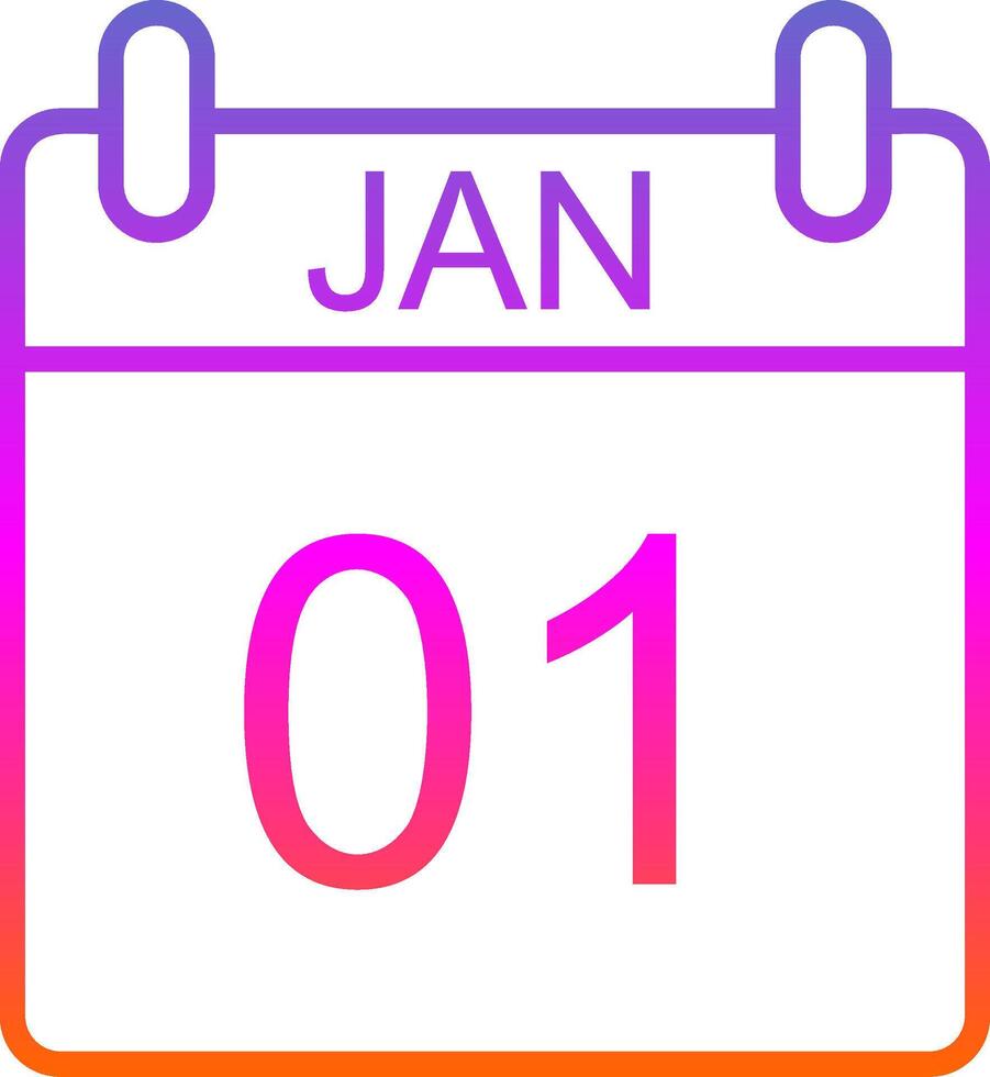 January Line Gradient Icon Design vector