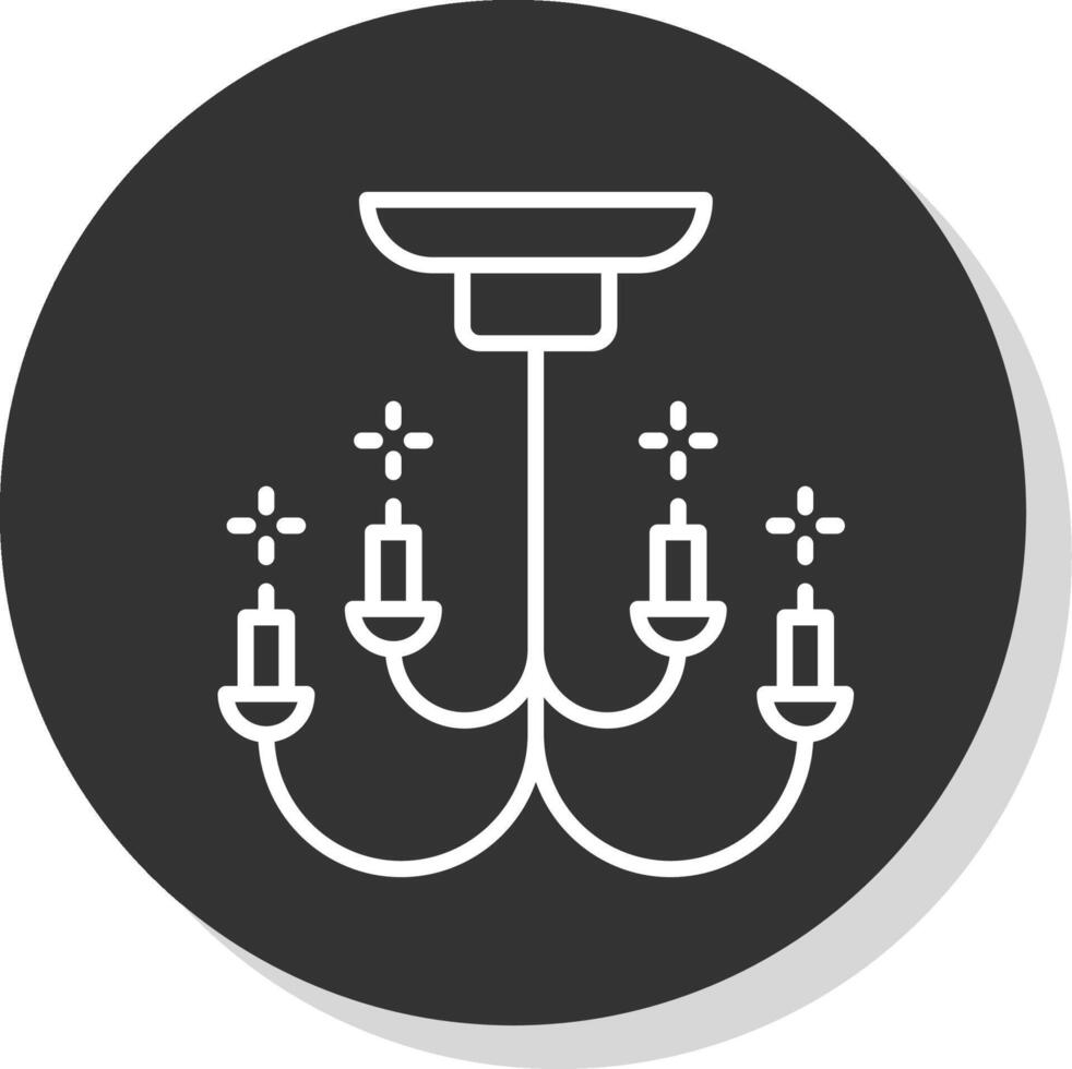 Chandelier Line Shadow Circle Icon Design vector
