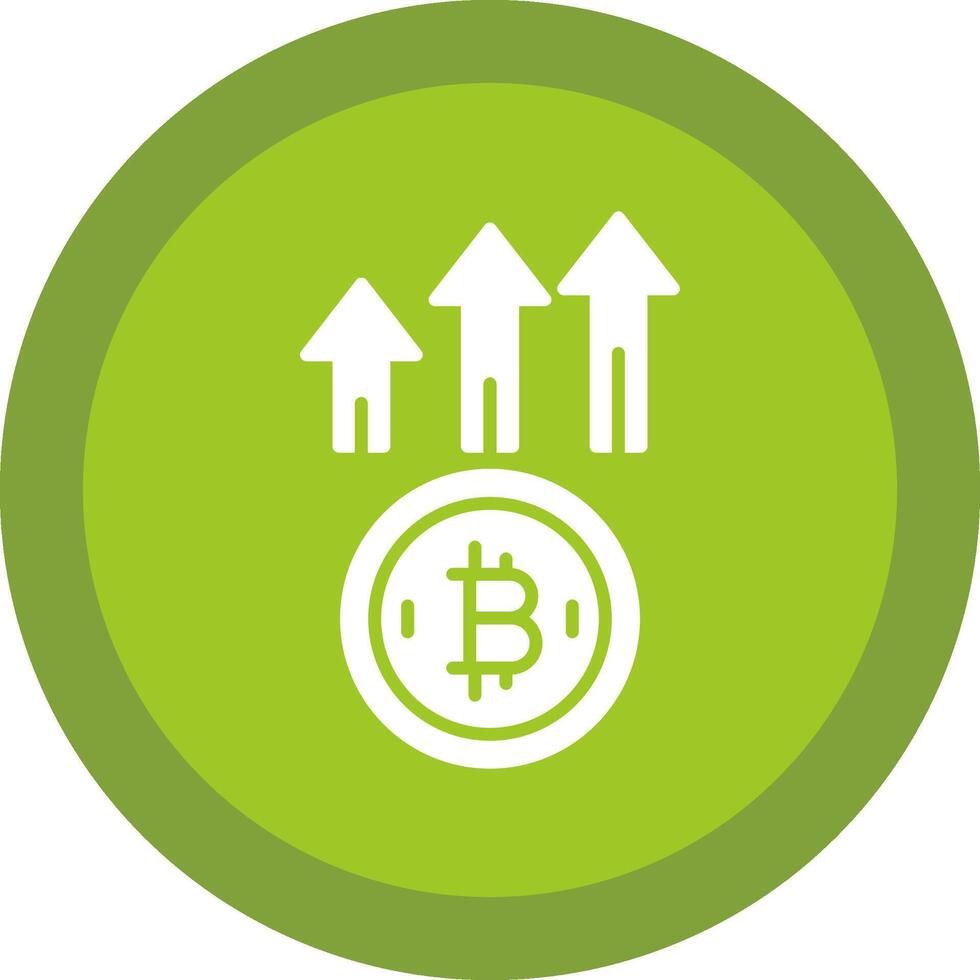 Bitcoin Up Glyph Due Circle Icon Design vector
