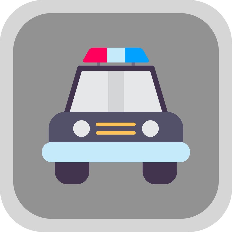 Police Car Flat round corner Icon Design vector