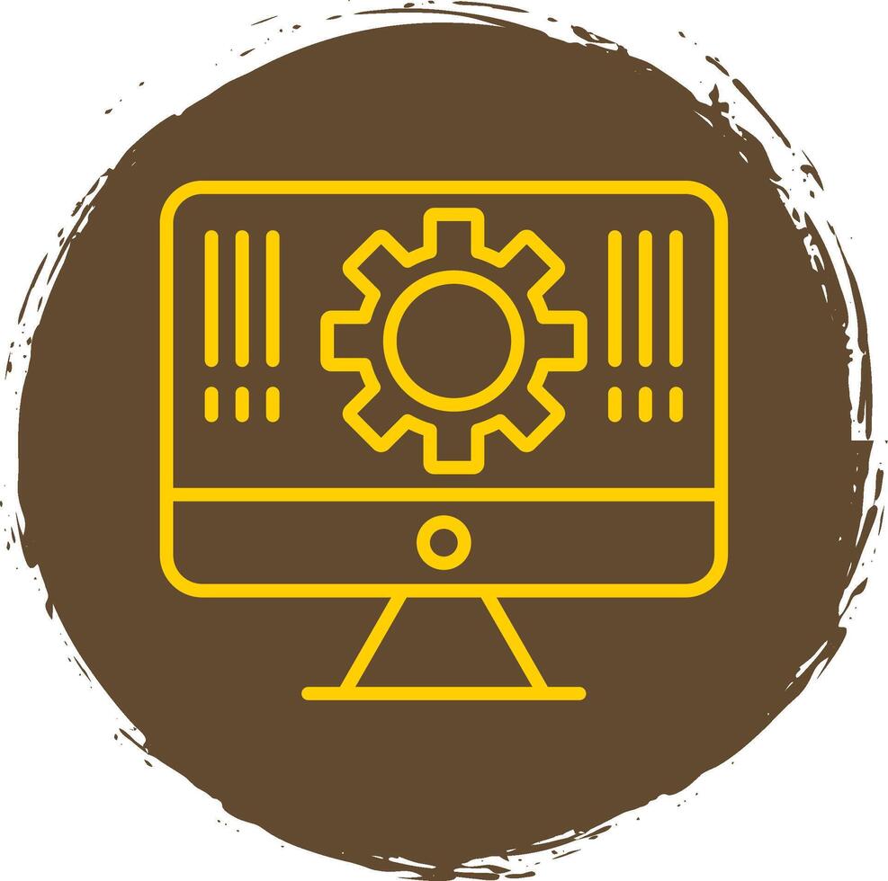 Monitor Line Circle Sticker Icon vector
