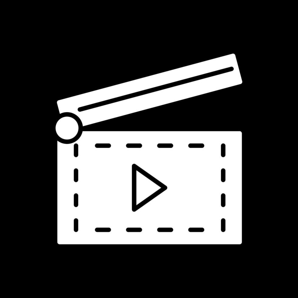 Clapperboard Glyph Inverted Icon Design vector