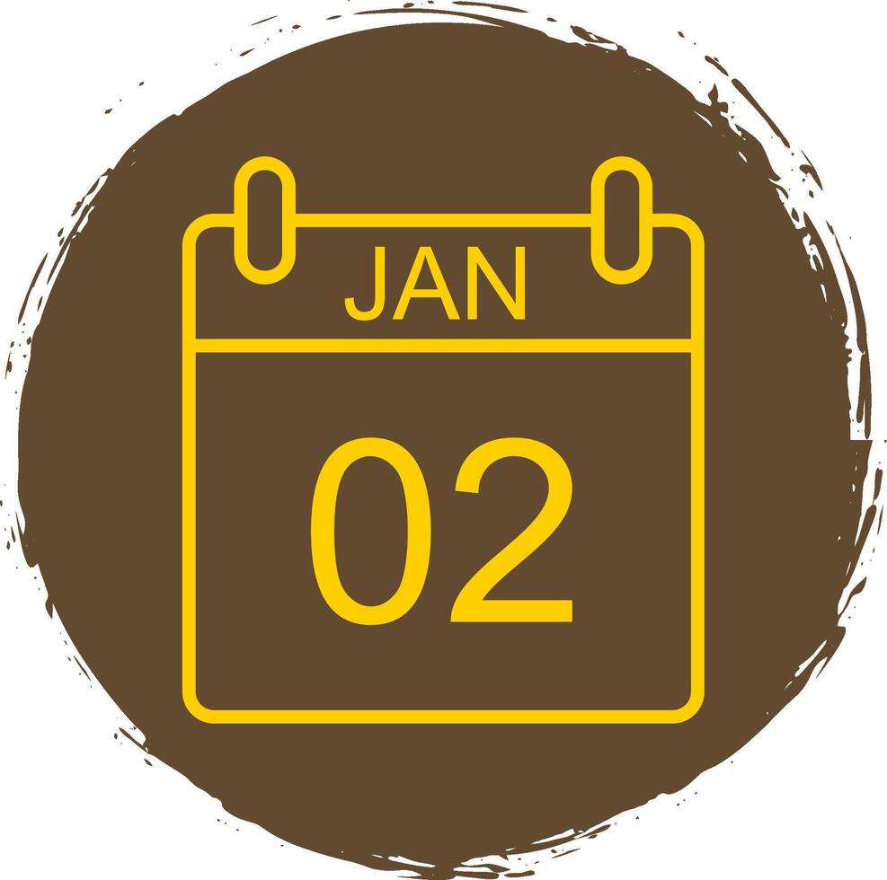 January Line Circle Sticker Icon vector