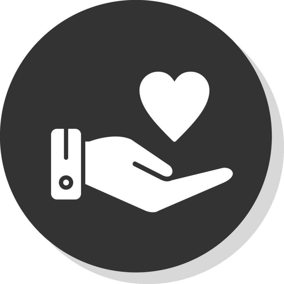 Hand Heart Glyph Shadow Circle Icon Design vector