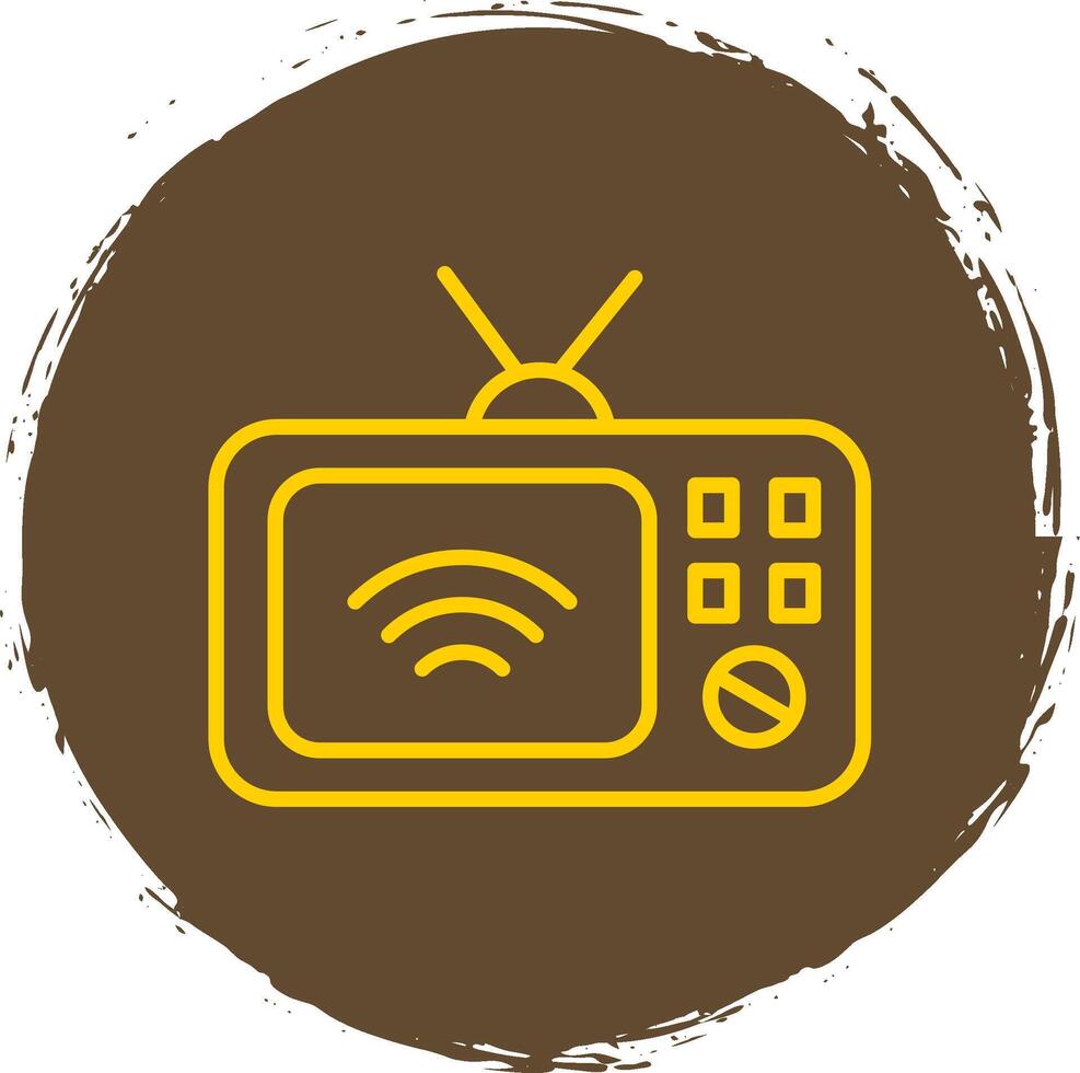 Television Line Circle Sticker Icon vector