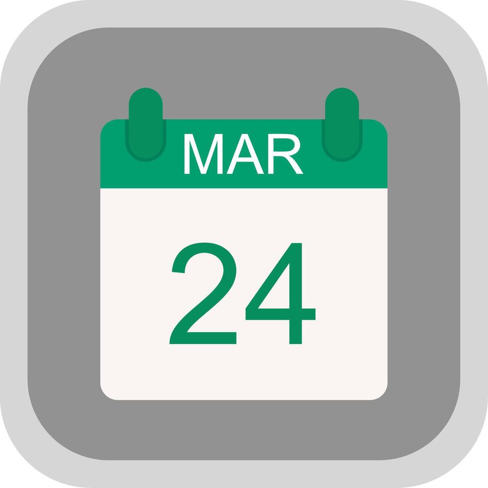 March Flat round corner Icon Design vector
