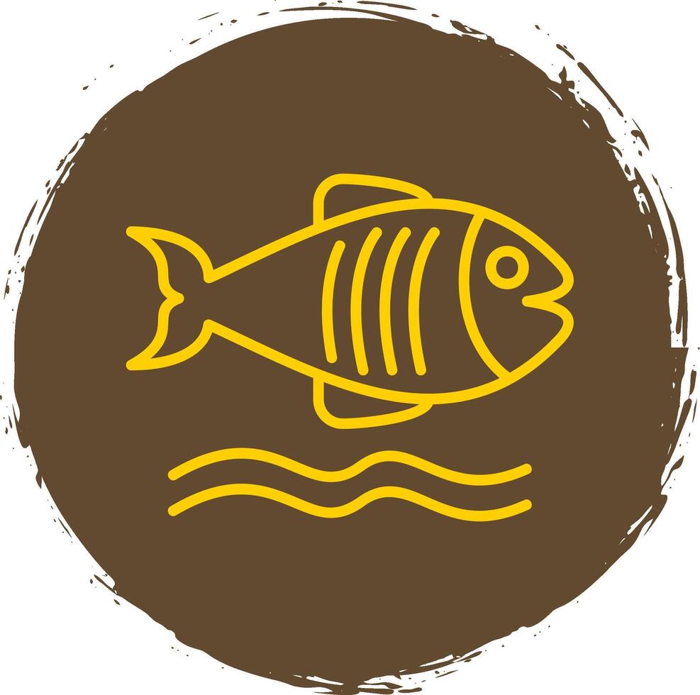 Flounder Line Circle Sticker Icon vector