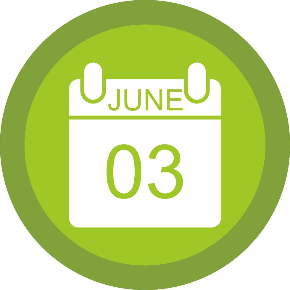 June Glyph Due Circle Icon Design vector