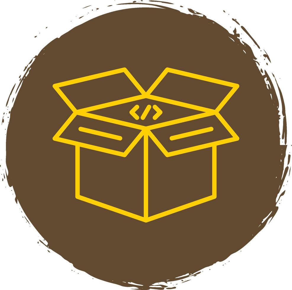 Open Box Line Circle Sticker Icon vector