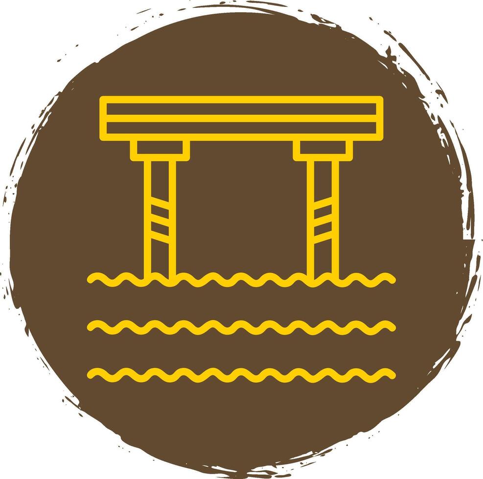 Bridge Line Circle Sticker Icon vector