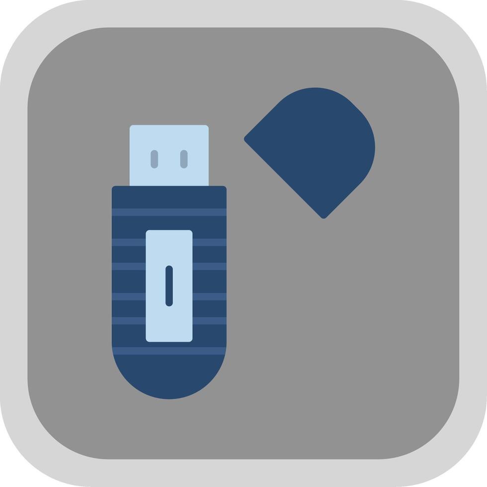 Usb Stick Flat round corner Icon Design vector