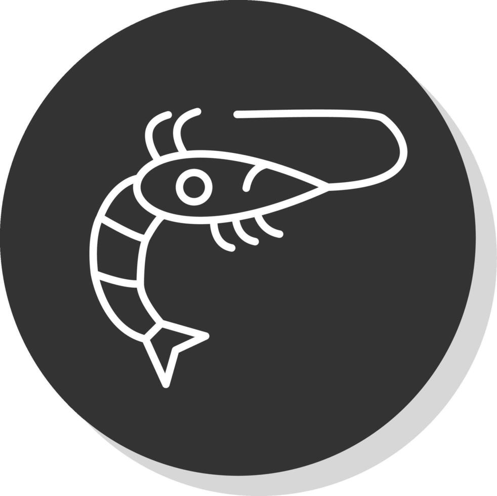 Shrimp Line Shadow Circle Icon Design vector