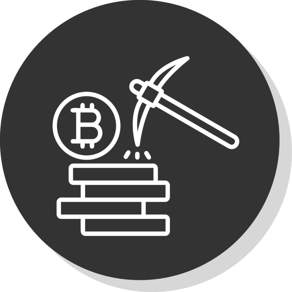 Bitcoin Mining Line Shadow Circle Icon Design vector