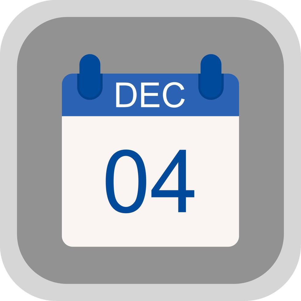 December Flat round corner Icon Design vector