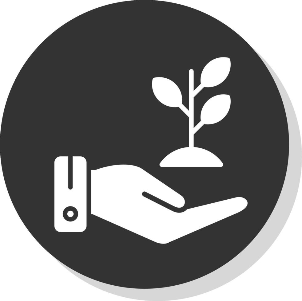 Hand Sprout Glyph Shadow Circle Icon Design vector