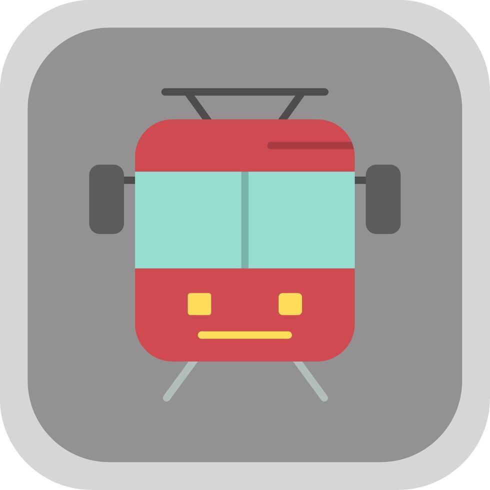 Old Tram Flat round corner Icon Design vector