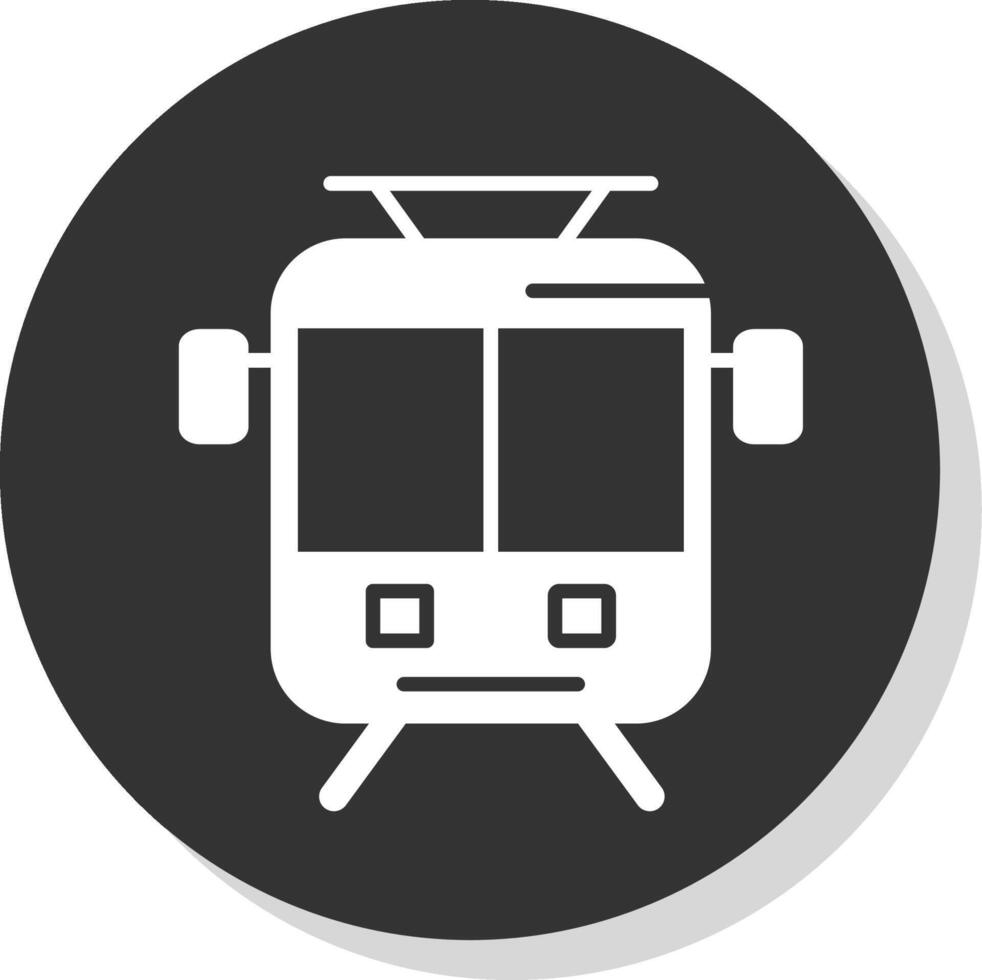 Old Tram Glyph Shadow Circle Icon Design vector