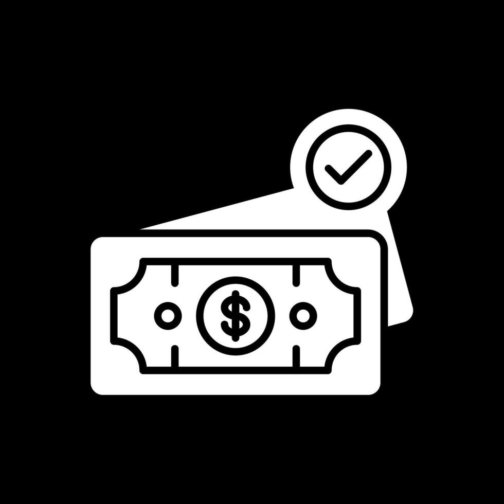 Cash Glyph Inverted Icon Design vector