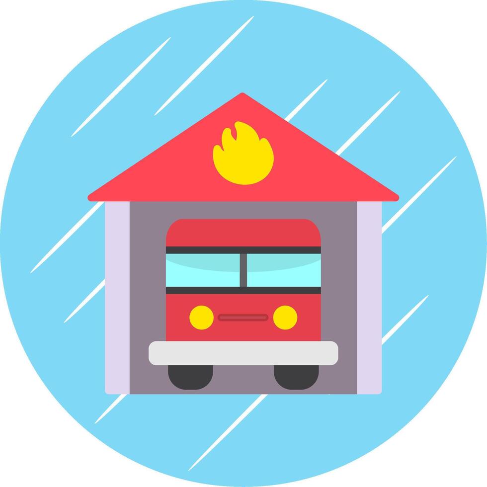 Fire Station Flat Circle Icon Design vector