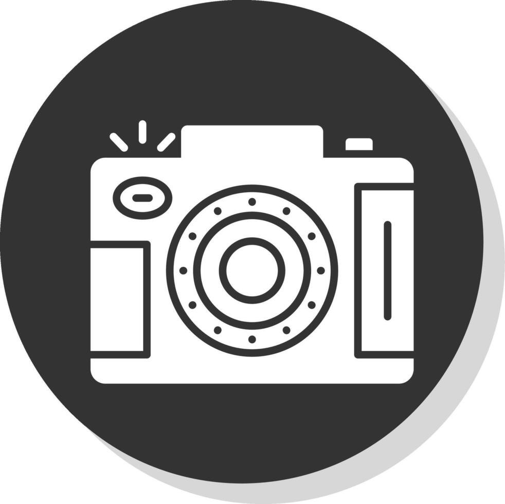 dslr cámara glifo sombra circulo icono diseño vector