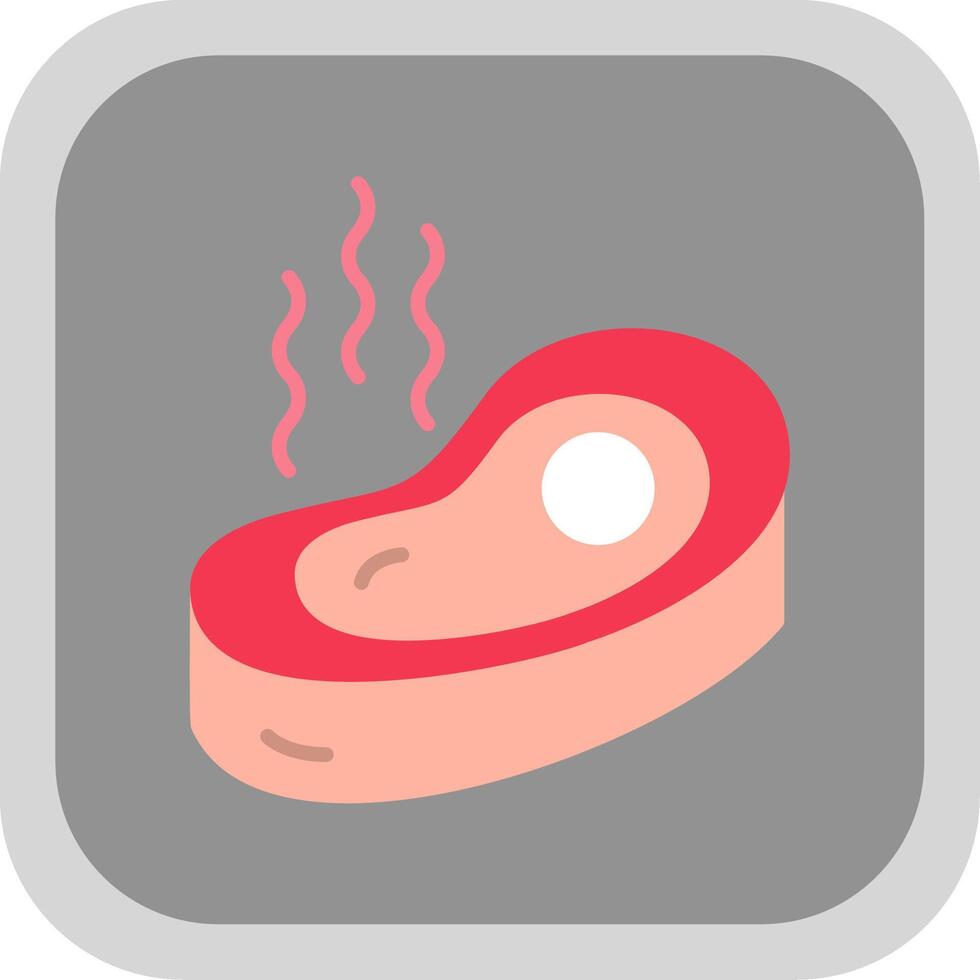 Beef Flat round corner Icon Design vector