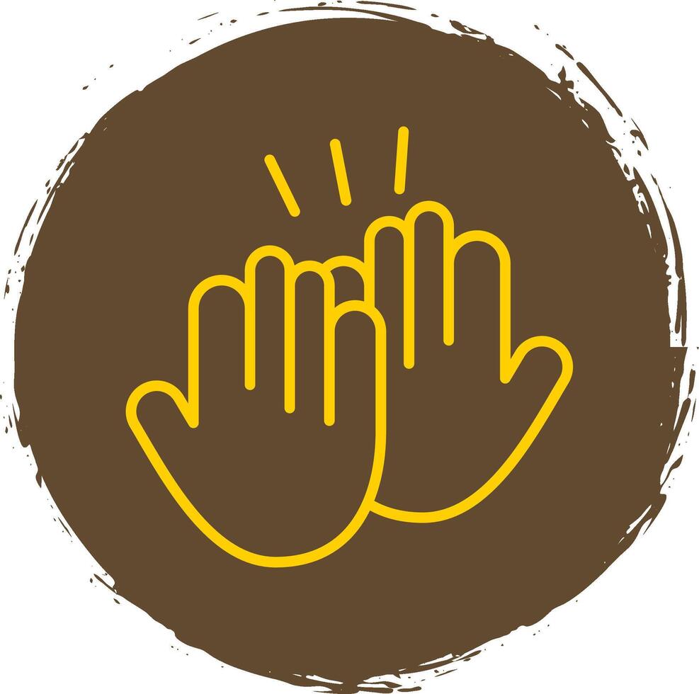 High Five Line Circle Sticker Icon vector