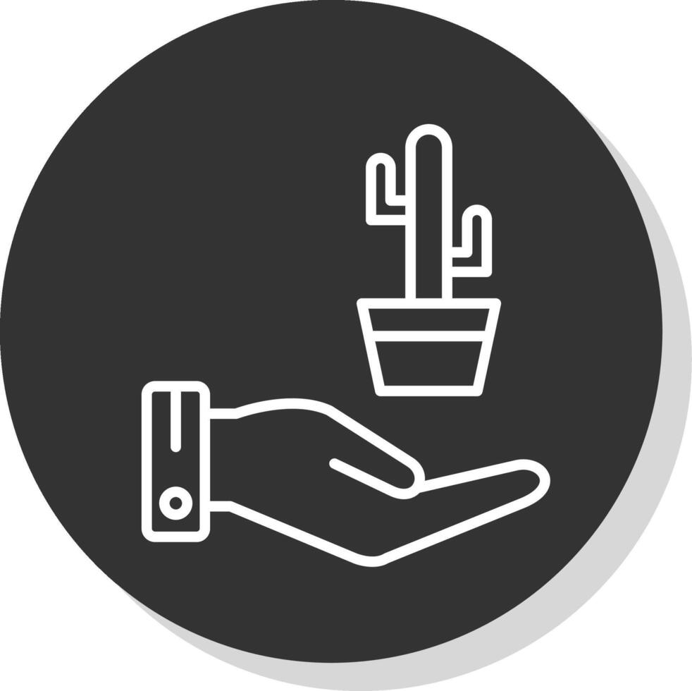 Cactus Line Shadow Circle Icon Design vector