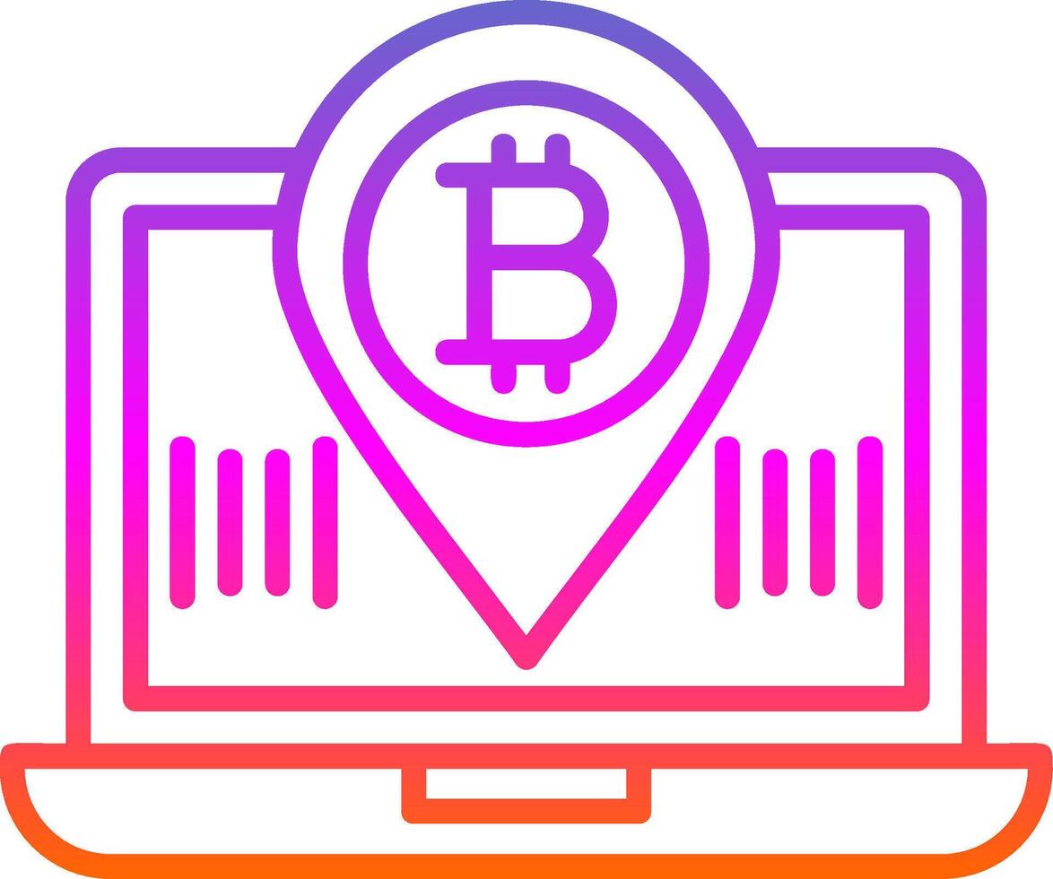 Bitcoin Location Line Gradient Icon Design vector