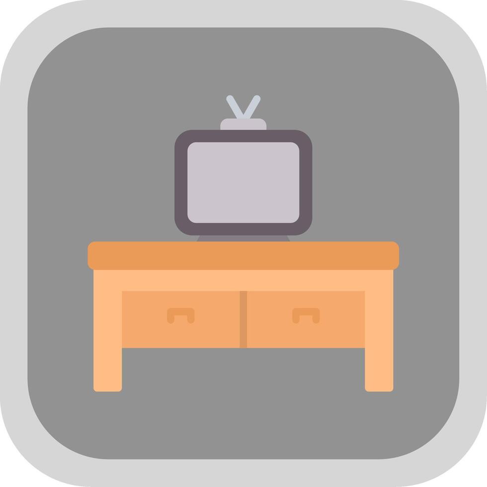 Tv Table Flat round corner Icon Design vector
