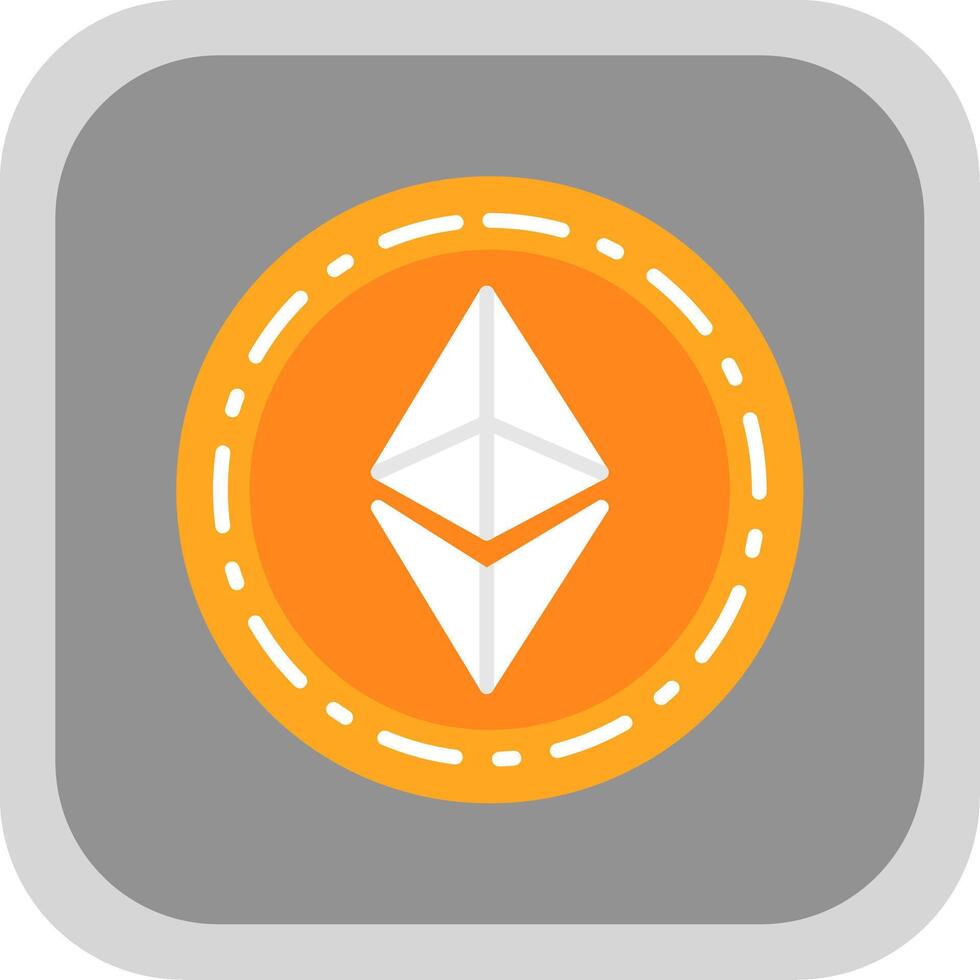 Ethereum Coin Flat round corner Icon Design vector