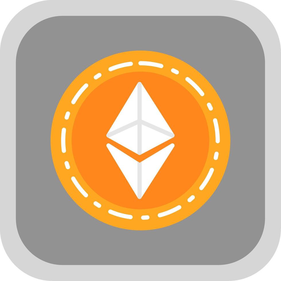 ethereum moneda plano redondo esquina icono diseño vector