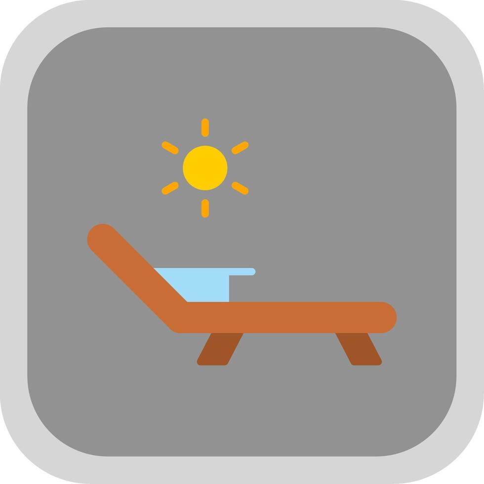 Deck Chair Flat round corner Icon Design vector