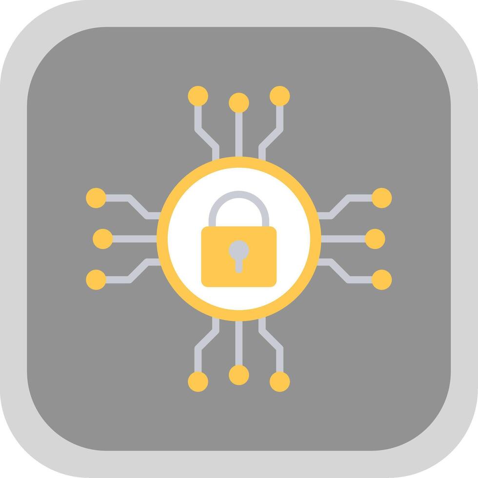 Network Security Flat round corner Icon Design vector