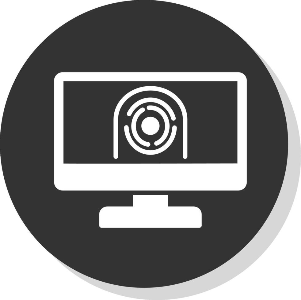Security Computer Faceprint Glyph Shadow Circle Icon Design vector