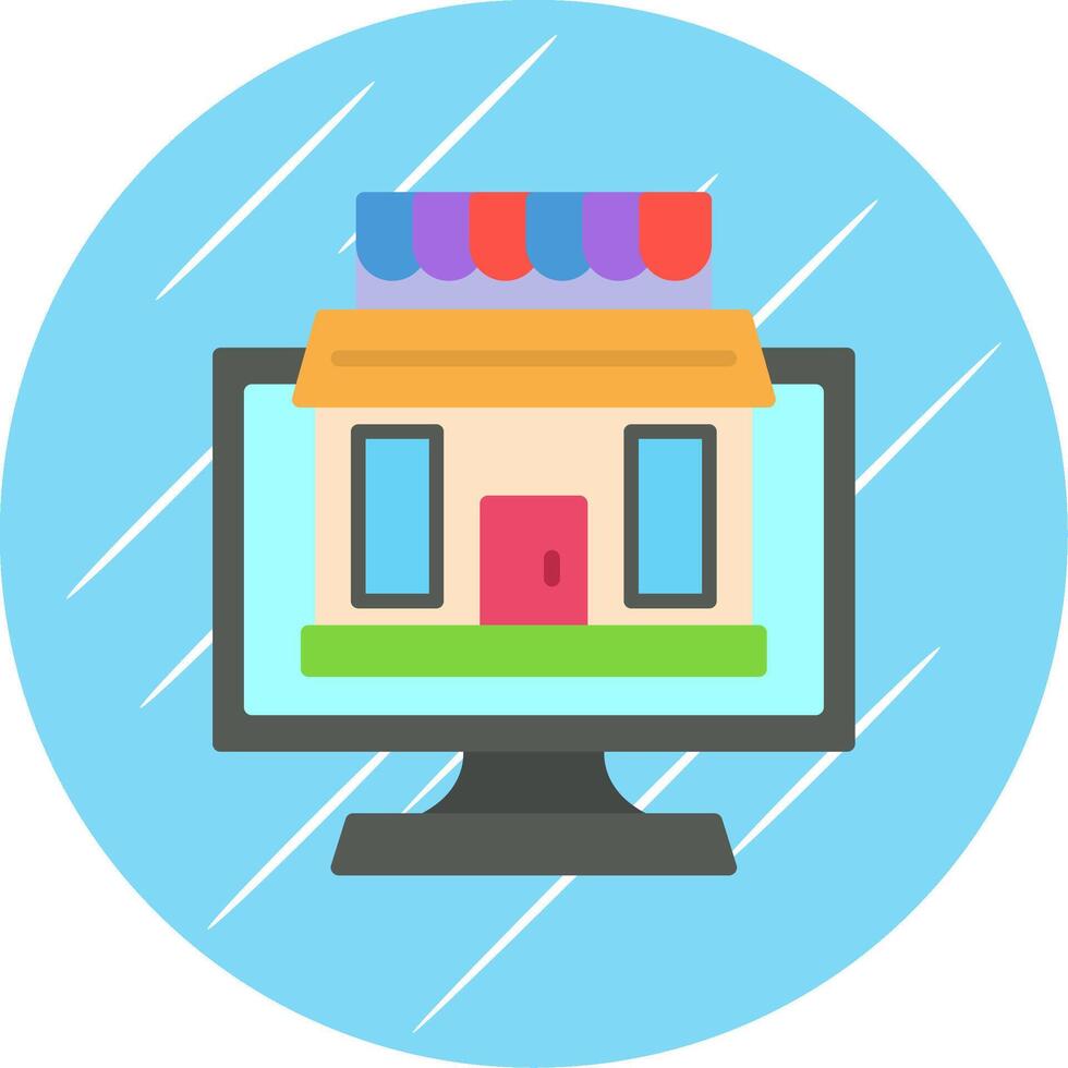 OnLine Circle Multi Circle Shop Flat Circle Icon Design vector