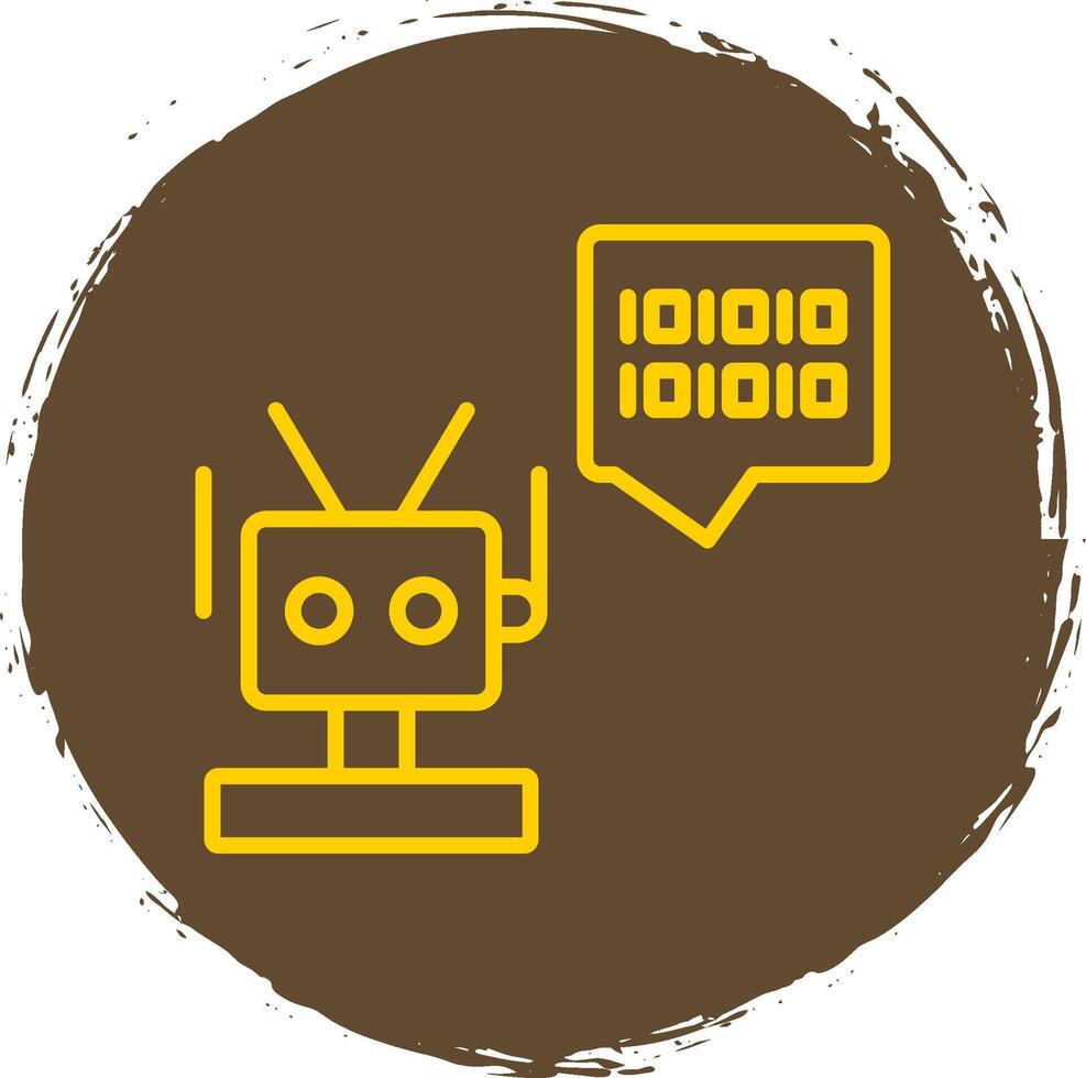 Robot Line Circle Sticker Icon vector